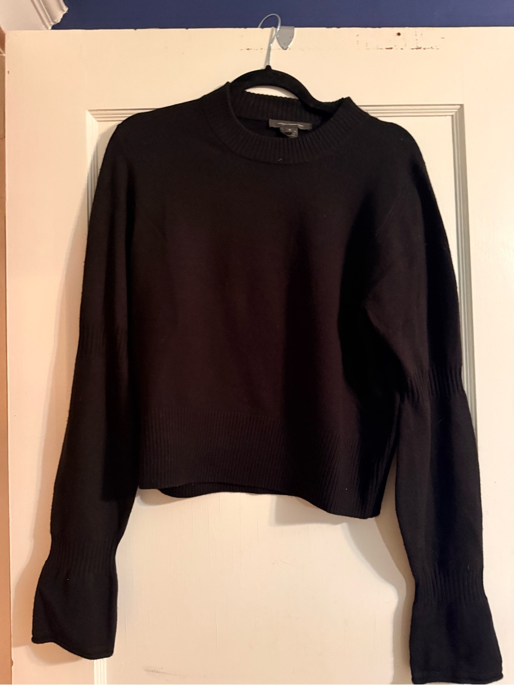 French Connection Black Ribbed Crewneck Sweater